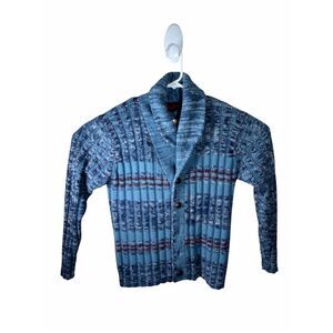Vintage Sigallo Blue  100% Acrylic Cardigan Sweater Size Large. See the Descr.
